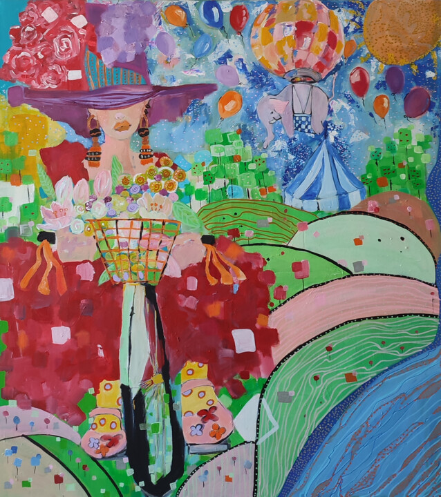 Peinture intitulée "The Elephant Knows…" par Rana Siba, Œuvre d'art originale, Acrylique