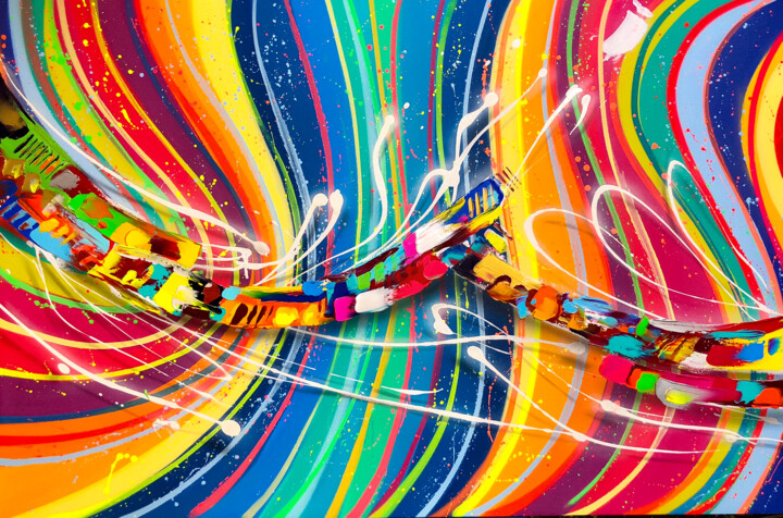 Painting titled "Big Calm" by Alfredus, Original Artwork, Spray paint Mounted on Wood Stretcher frame