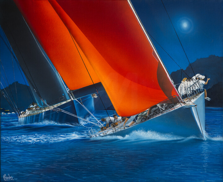 Painting titled "La Voile Rouge (Day…" by Alfredus, Original Artwork, Spray paint