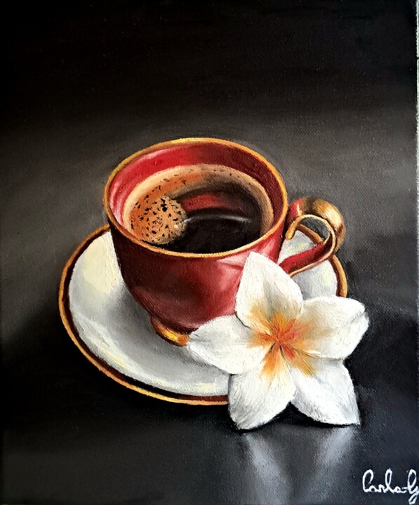 Peinture intitulée "Una tazza di caffè…" par Carla Gagliano, Œuvre d'art originale, Huile