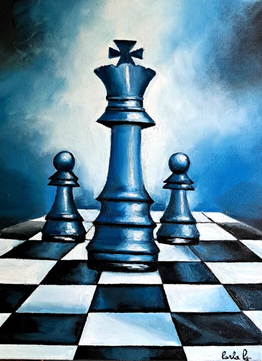 Peinture intitulée "Il Re degli scacchi…" par Carla Gagliano, Œuvre d'art originale, Huile