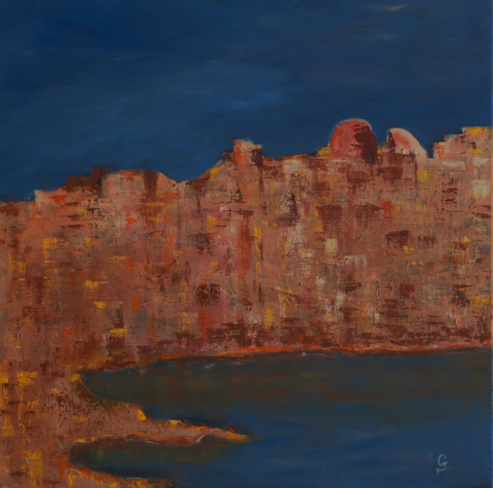 Pintura intitulada "Mediterranean morni…" por Godwin Muscat Azzopardi (Godwin), Obras de arte originais, Óleo Montado em Arm…
