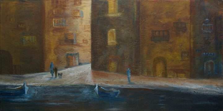 Pintura intitulada "Conversations with…" por Godwin Muscat Azzopardi (Godwin), Obras de arte originais, Óleo