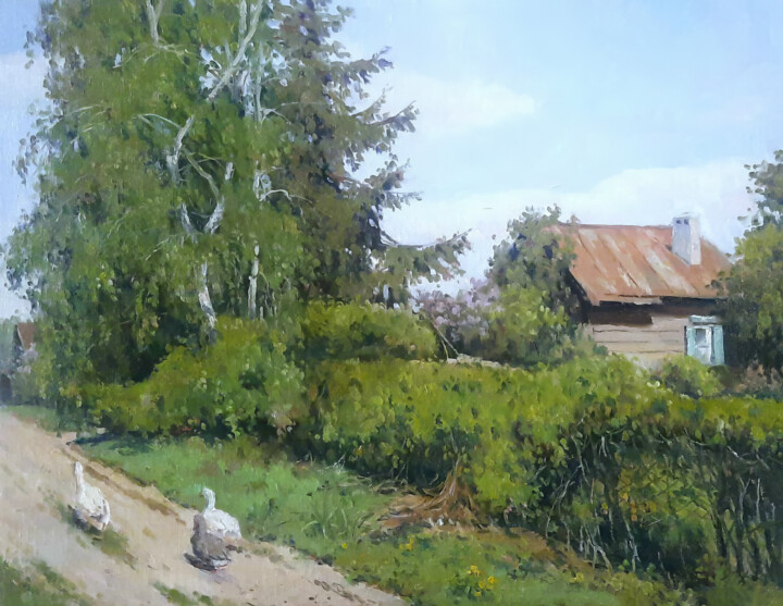 Peinture intitulée "Countryside Echo" par Askar Abuov, Œuvre d'art originale, Huile