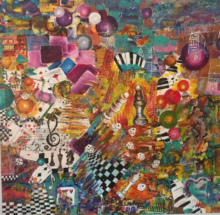 Malarstwo zatytułowany „Tableau  peinture a…” autorstwa Amal Art, Oryginalna praca, Akryl