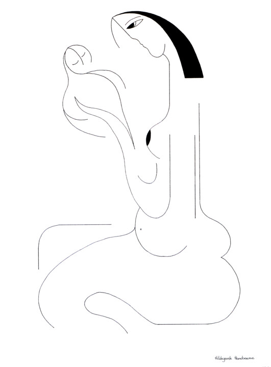 Dessin intitulée "Primordial Love" par Hildegarde Handsaeme, Œuvre d'art originale, Encre