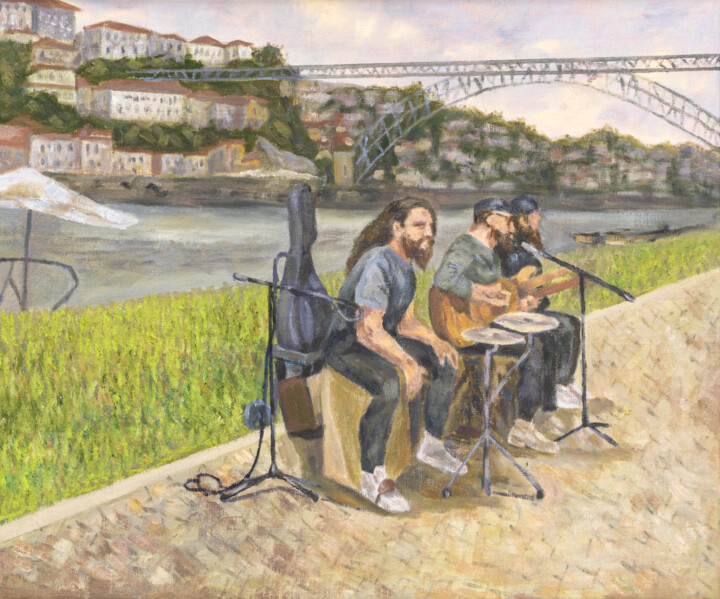 "Уличные музыканты в…" başlıklı Tablo Елена Моисеенко (Беларусь) tarafından, Orijinal sanat, Petrol