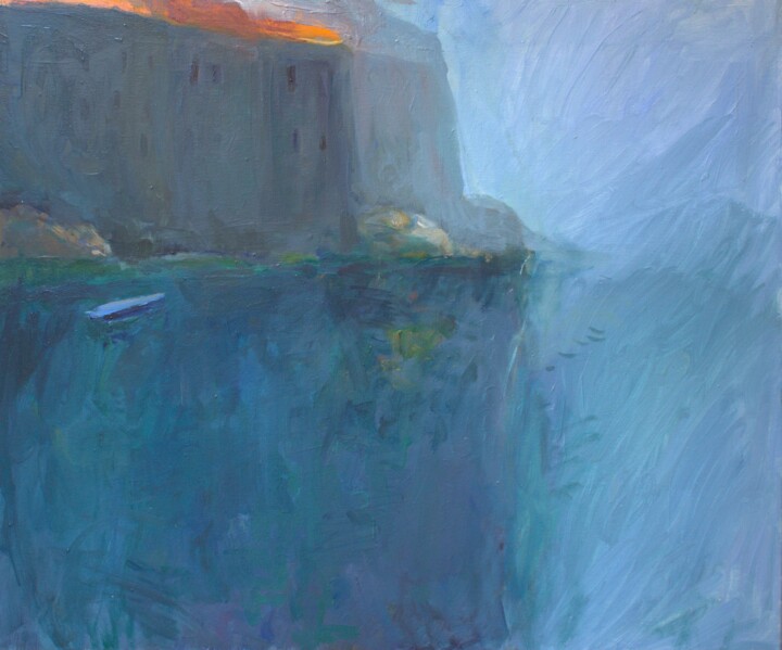 Painting titled "Sveti Stefan. Monte…" by Mariia Kurbatova, Original Artwork, Oil