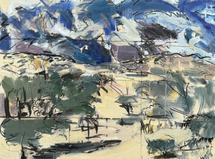 Картина под названием "Blue Oaks" - Darren Jekel, Подлинное произведение искусства, Древесный уголь Установлен на Деревянная…