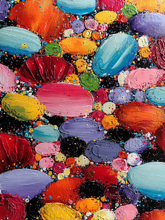Painting titled "Colorful sea rocks…" by Samiya Rani, Original Artwork, Acrylic Mounted on Wood Stretcher frame