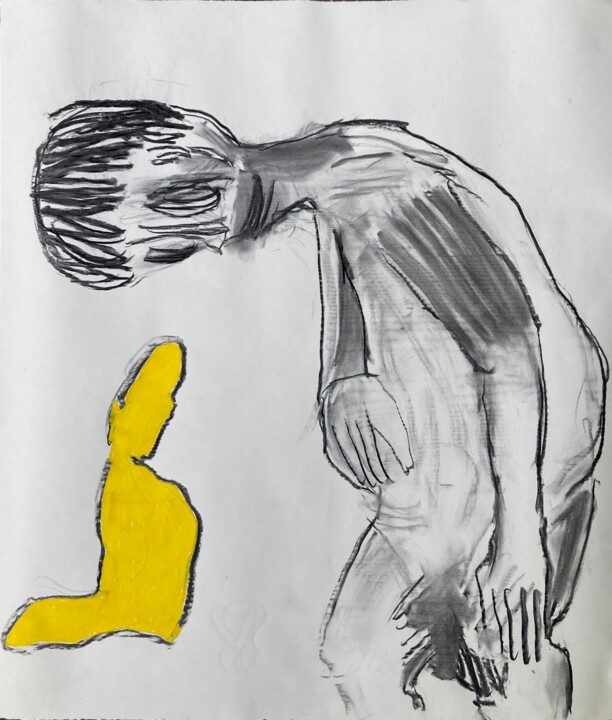 Dessin intitulée "Onderdrukking" par Koenraad De Turck, Œuvre d'art originale, Fusain