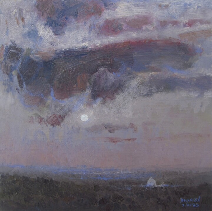 Pintura intitulada "Heavy clouds, light…" por Bhargavkumar Kulkarni, Obras de arte originais, Óleo