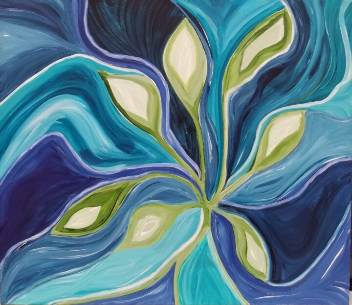 Peinture intitulée "Nocturnal unfurling" par Johanne Monique Dufour (Monique J Dufour), Œuvre d'art originale, Acrylique Mon…