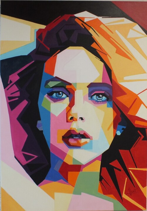 Ζωγραφική με τίτλο "Scarlett Johansson…" από Henk Soet, Αυθεντικά έργα τέχνης, Ακρυλικό