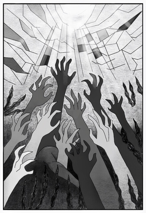 Painting titled "STRUGGLE AND REPRES…" by Yinel Chong Pit, Original Artwork, Digital Painting