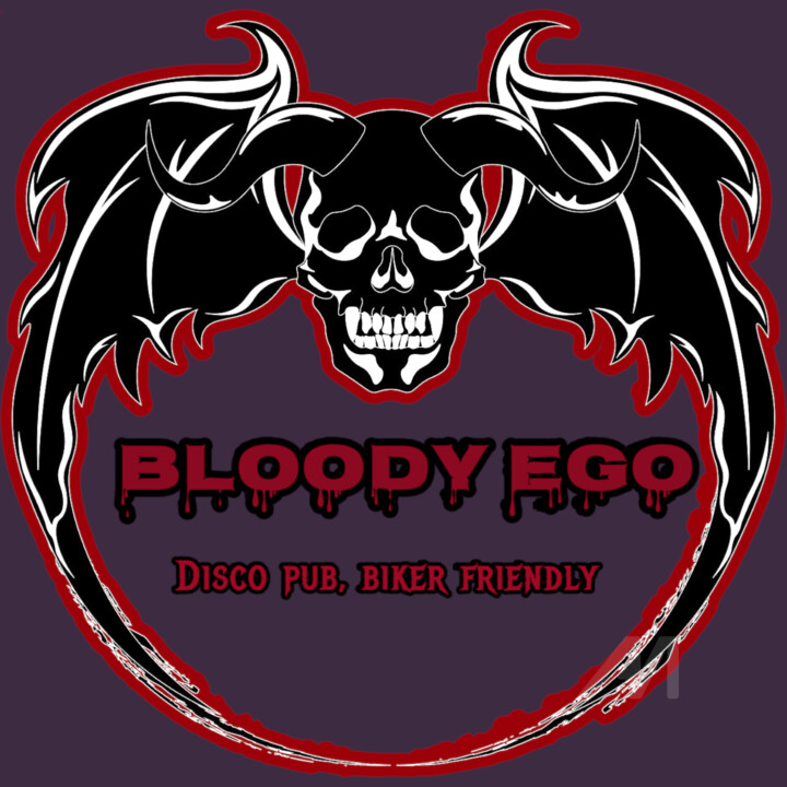 "Bloody Ego logo" başlıklı Dijital Sanat Cristina Frassoni tarafından, Orijinal sanat, Dijital Kolaj Plastik cam üzerine mon…