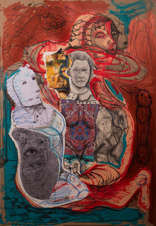 Peinture intitulée "Anxiety and Power 2" par Samineh Amel Sayyah, Œuvre d'art originale, Marqueur