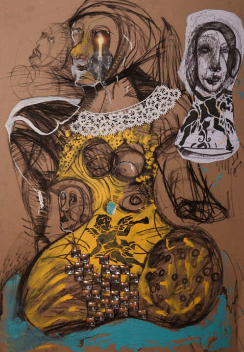 Peinture intitulée "Anxiety and Power 3" par Samineh Amel Sayyah, Œuvre d'art originale, Marqueur