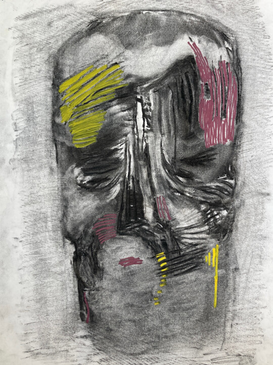 Dessin intitulée "Hoofd VIII" par Koenraad De Turck, Œuvre d'art originale, Fusain