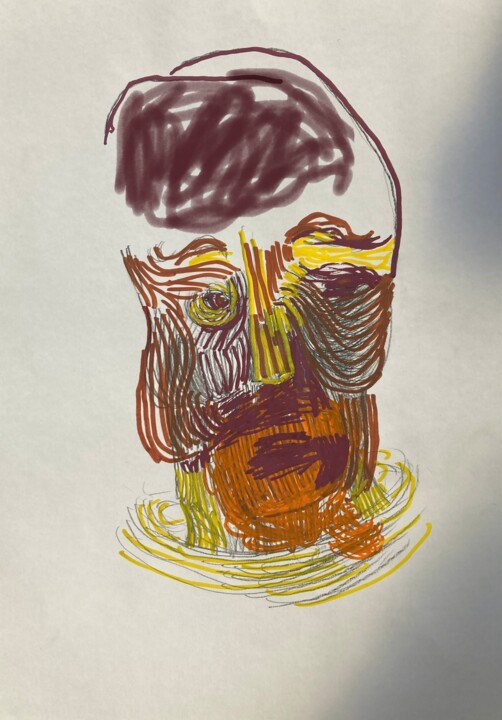 Dessin intitulée "Brein" par Koenraad De Turck, Œuvre d'art originale, Marqueur