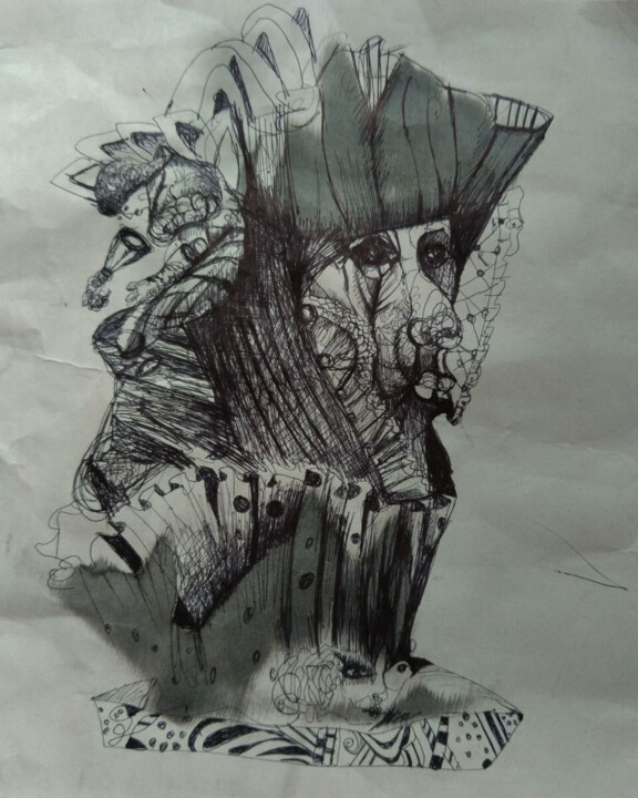 Peinture intitulée "Untitled 003" par Samineh Amel Sayyah, Œuvre d'art originale, Stylo à bille