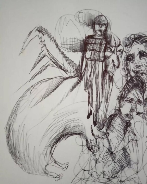 Peinture intitulée "Untitled 022" par Samineh Amel Sayyah, Œuvre d'art originale, Stylo à bille