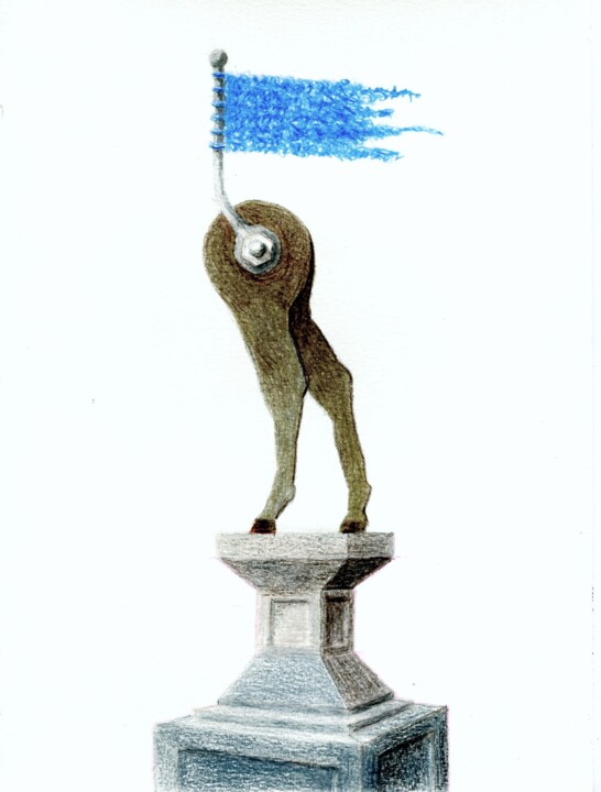 图画 标题为“ruiterstandbeeld” 由Frits Sergeant, 原创艺术品, 铅笔