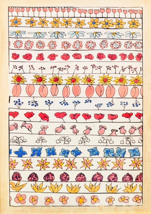 "Frise florale" başlıklı Tablo Mulhode tarafından, Orijinal sanat, Akrilik Cam üzerine monte edilmiş