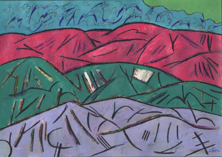 Painting titled "Paesaggio onirico1" by Nicola Capone, Original Artwork, Acrylic