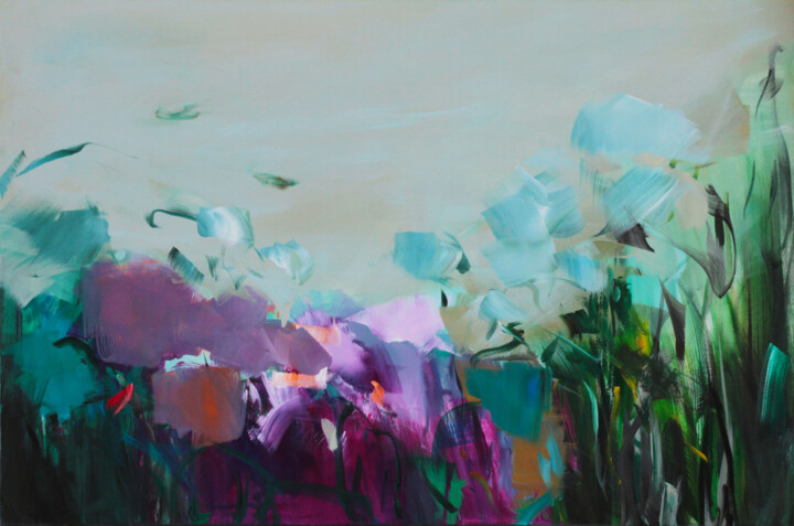 Malerei mit dem Titel "Wild North II" von Ute Laum, Original-Kunstwerk, Acryl Auf Keilrahmen aus Holz montiert