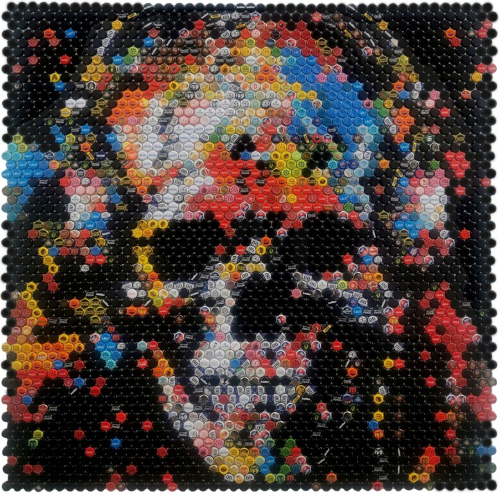 "Dead Music Monkey" başlıklı Kolaj Henning Leuschner tarafından, Orijinal sanat, Kolaj Alüminyum üzerine monte edilmiş