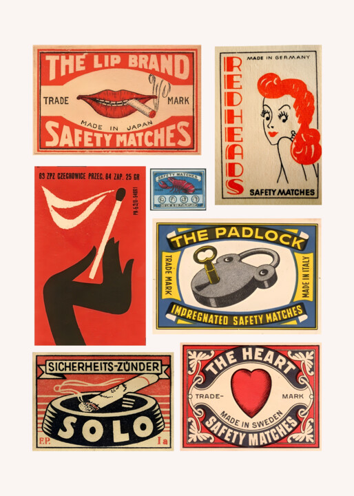 Arts numériques intitulée "Vintage Matchbox La…" par Chun Yu Guan, Œuvre d'art originale, Image générée par l'IA Monté sur P…