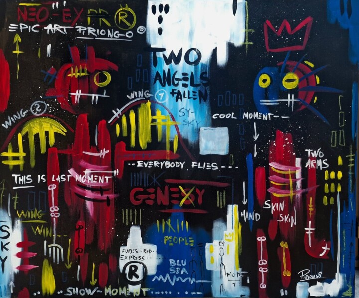 Pintura intitulada "Two Angels" por Piriongo, Obras de arte originais, Acrílico