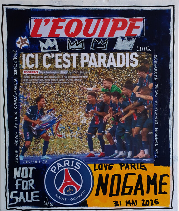 "SPACO  PSG champion…" başlıklı Tablo Spaco tarafından, Orijinal sanat, Akrilik Ahşap Sedye çerçevesi üzerine monte edilmiş