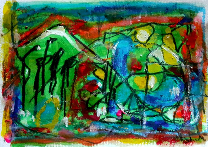 Peinture intitulée "La ricerca" par Natali Tredici, Œuvre d'art originale, Tempera