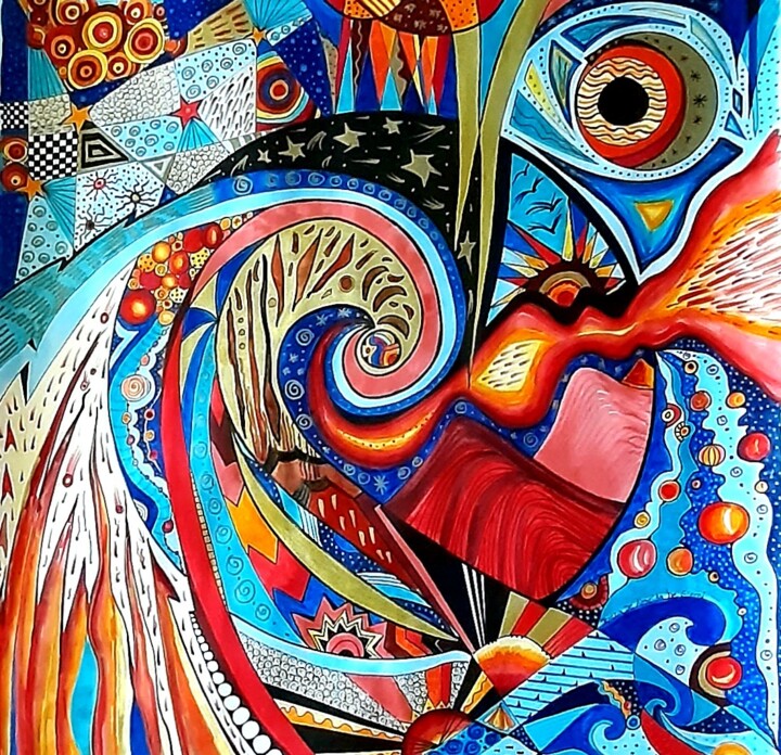 Disegno intitolato "Circonvolutions cos…" da Tereza De Almeida De Giorgi (Kaomento), Opera d'arte originale, Inchiostro