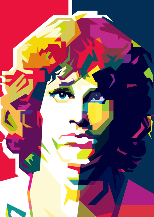 Arte digital titulada "Jim Morrison Britis…" por Fariza Abdurrazaq, Obra de arte original, Impresión digital Montado en artw…