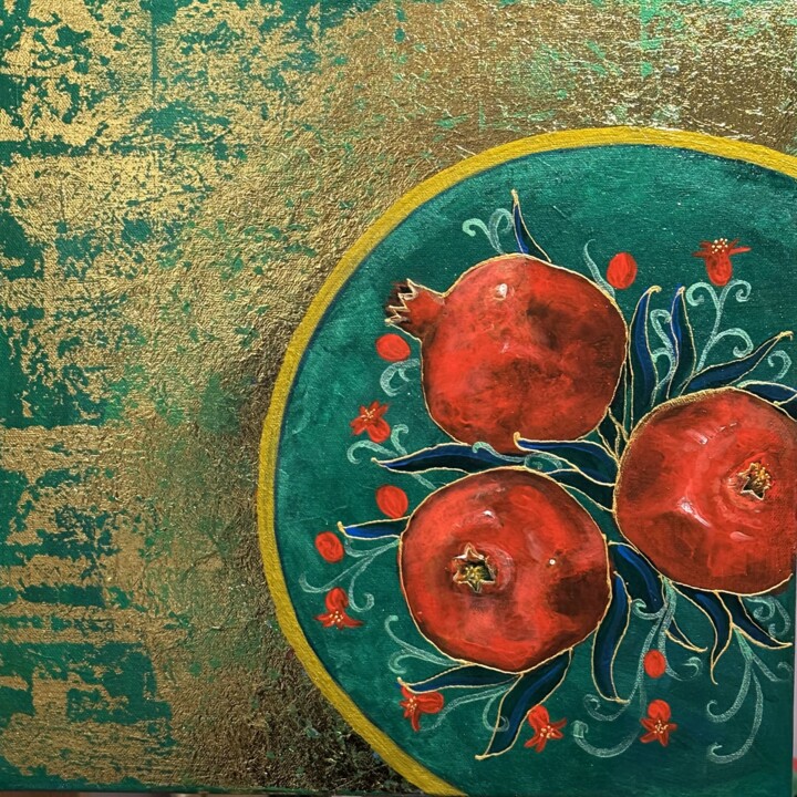"Pomegranate on carp…" başlıklı Tablo Azad Rustamov tarafından, Orijinal sanat, Akrilik Ahşap panel üzerine monte edilmiş