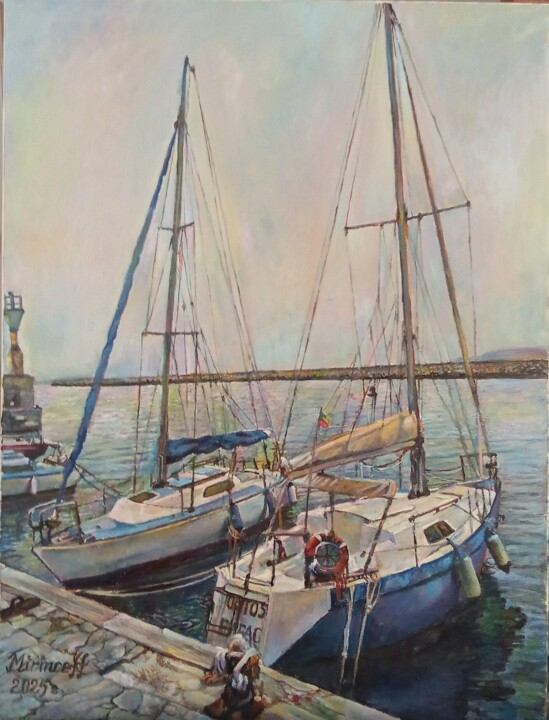 Schilderij getiteld "entrapment" door George Mirinchev, Origineel Kunstwerk, Olie