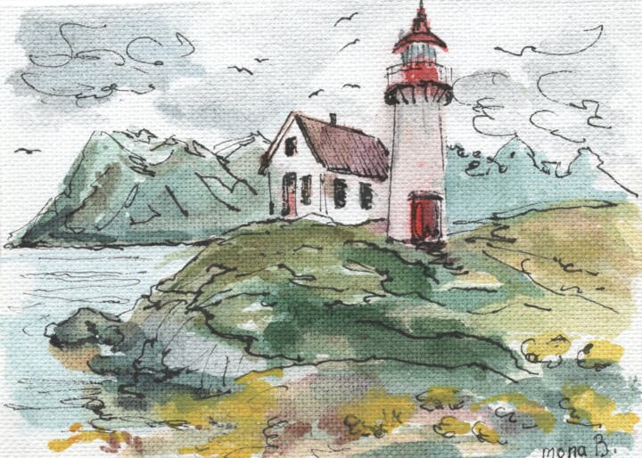 ""Lighthouse Watch"" başlıklı Baskıresim Mona.B tarafından, Orijinal sanat, Mürekkep
