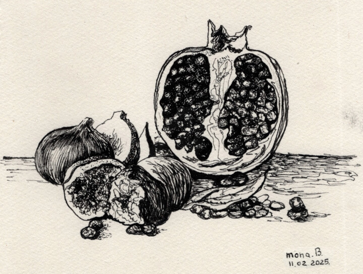 ""Pomegranate and Fi…" başlıklı Baskıresim Mona.B tarafından, Orijinal sanat, Mürekkep