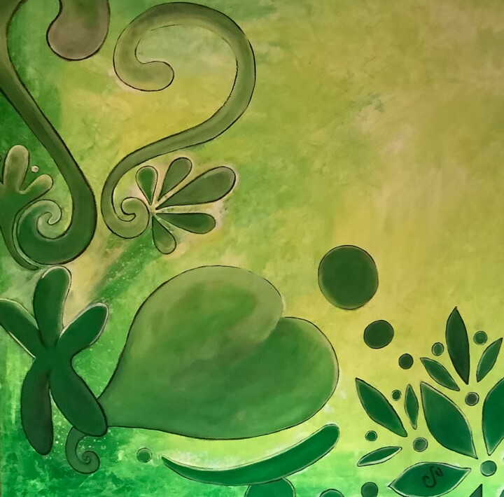 Painting titled "À l’écoute d’Anahata" by Clo, Original Artwork, Acrylic Mounted on Wood Stretcher frame