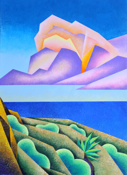 Pintura intitulada "Orizzonte estivo" por Giancarlo Colombo, Obras de arte originais, Acrílico Montado em Armação em madeira