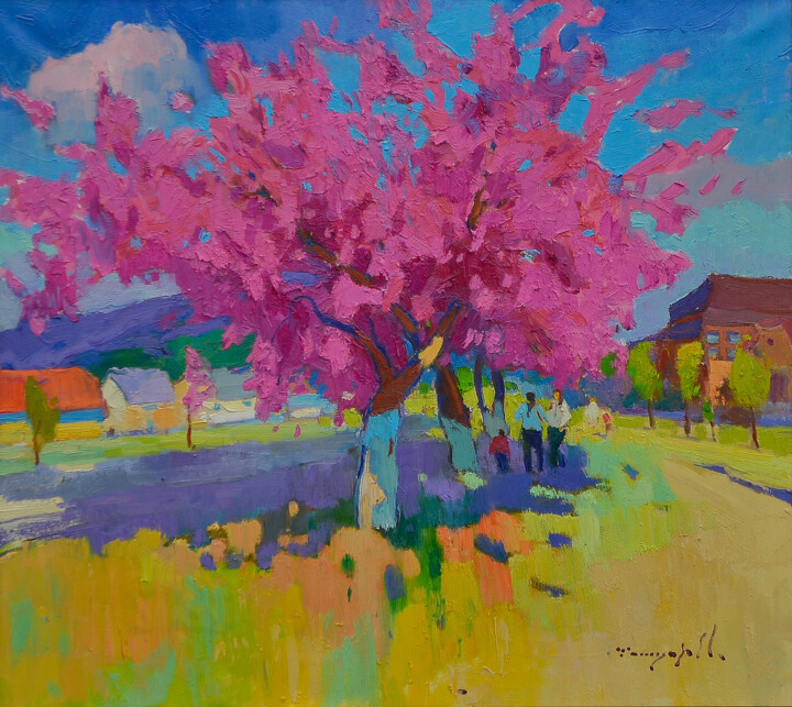 "Sakura is Blooming…" başlıklı Tablo Alexander Shandor tarafından, Orijinal sanat, Petrol Ahşap Sedye çerçevesi üzerine mont…