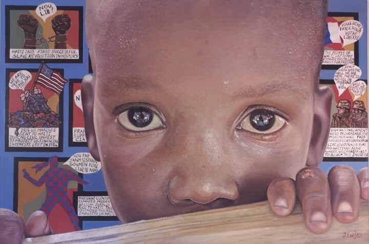 Painting titled "Haiti" by James Earley, Original Artwork, Oil Mounted on Wood Stretcher frame