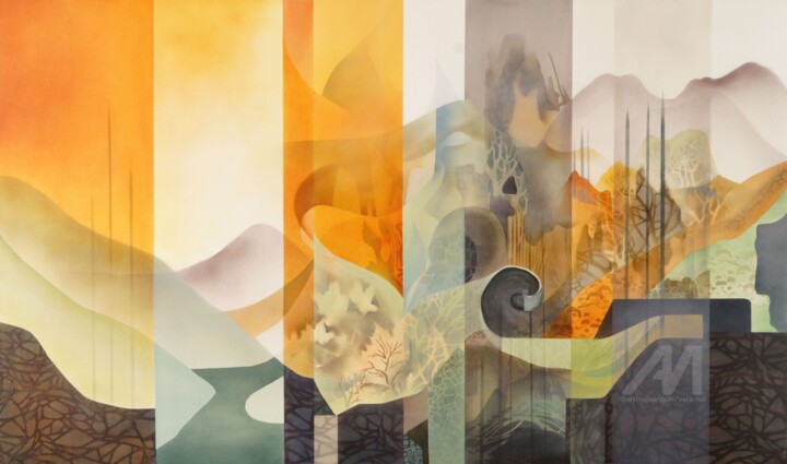 Картина под названием ""Silent Current"" - Vera Hoi, Подлинное произведение искусства, Масло Установлен на Деревянная рама д…