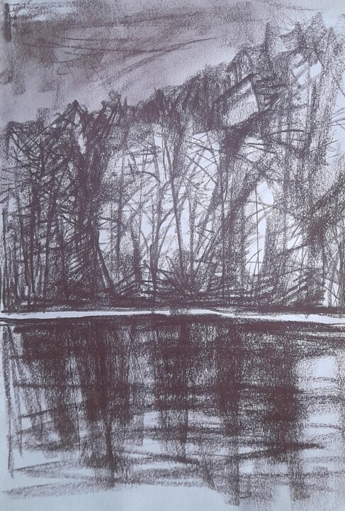 Dessin intitulée "#7" par Alexey Zhucovsky, Œuvre d'art originale, Fusain