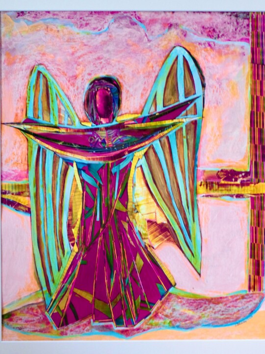 "Engel in Position" başlıklı Kolaj Dieter Stockmann tarafından, Orijinal sanat, Kolaj