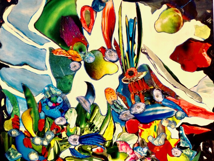 "Unterwasserspiel" başlıklı Kolaj Dieter Stockmann tarafından, Orijinal sanat, Kolaj