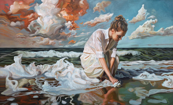 Malarstwo zatytułowany „I feel the sky brea…” autorstwa Gabriel Cristian Matei, Oryginalna praca, Olej Zamontowany na Drewni…